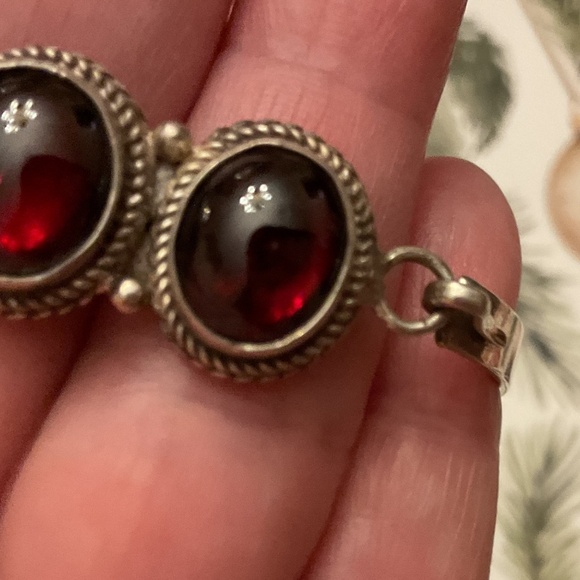 NWOT Sterling Silver 925 Red Garnet Bracelet - Picture 5 of 14